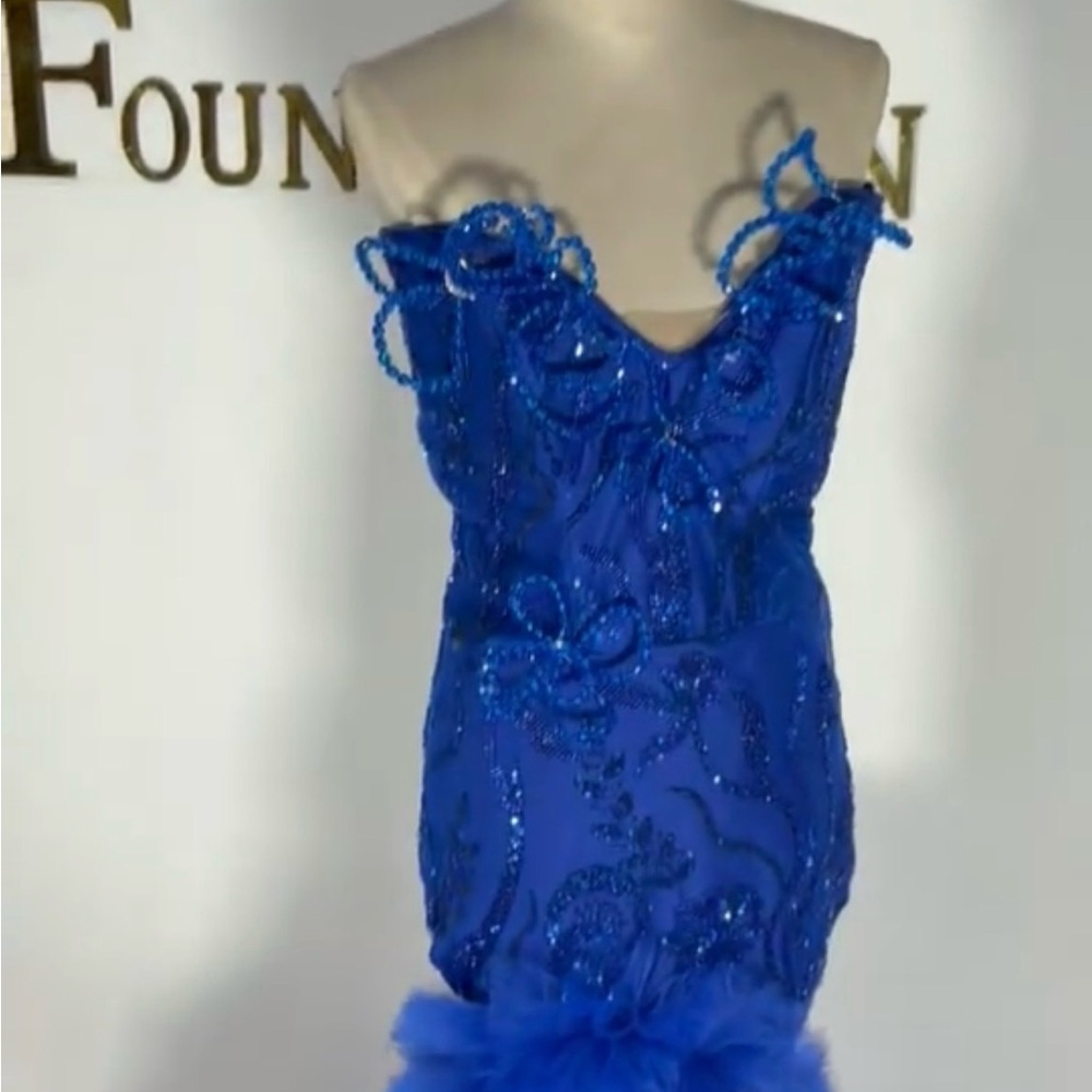 CUSTOM MADE! Stunning Sparkly Blue Beaded Dress